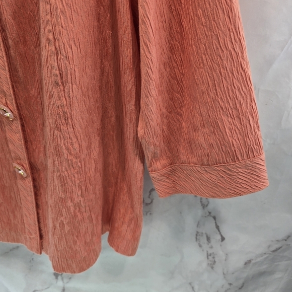 Bob Mackie Top Womens XL Pink Button Blouse Textured Lightweight Jacket Cardigan - Picture 4 of 11